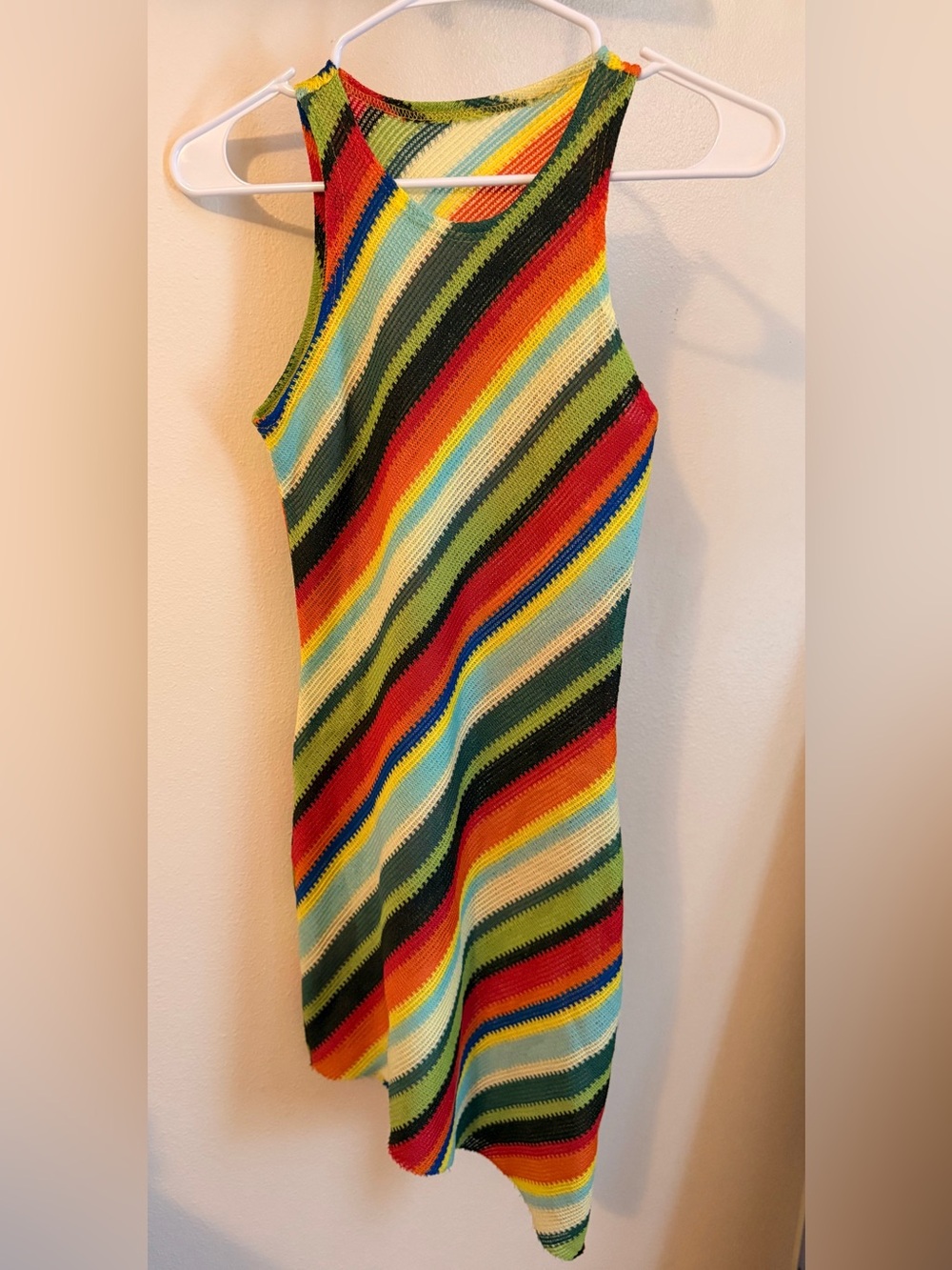 Colorful Striped Knit Tank Dress - Multicolor